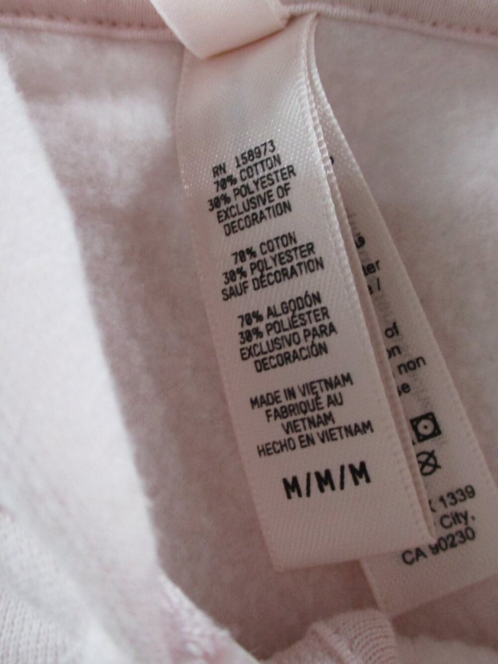 SKIMS Cotton Fleece Classic Zip Up Hoodie Womens Medium Barely Pink Sweatshirt - Picture 5 of 9